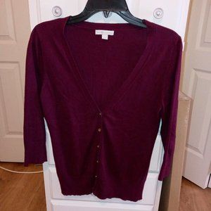 New York & Company Burgundy 3/4 sleeve cardigan
